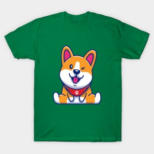 Cute Corgi Sitting Cartoon (2) T-Shirt